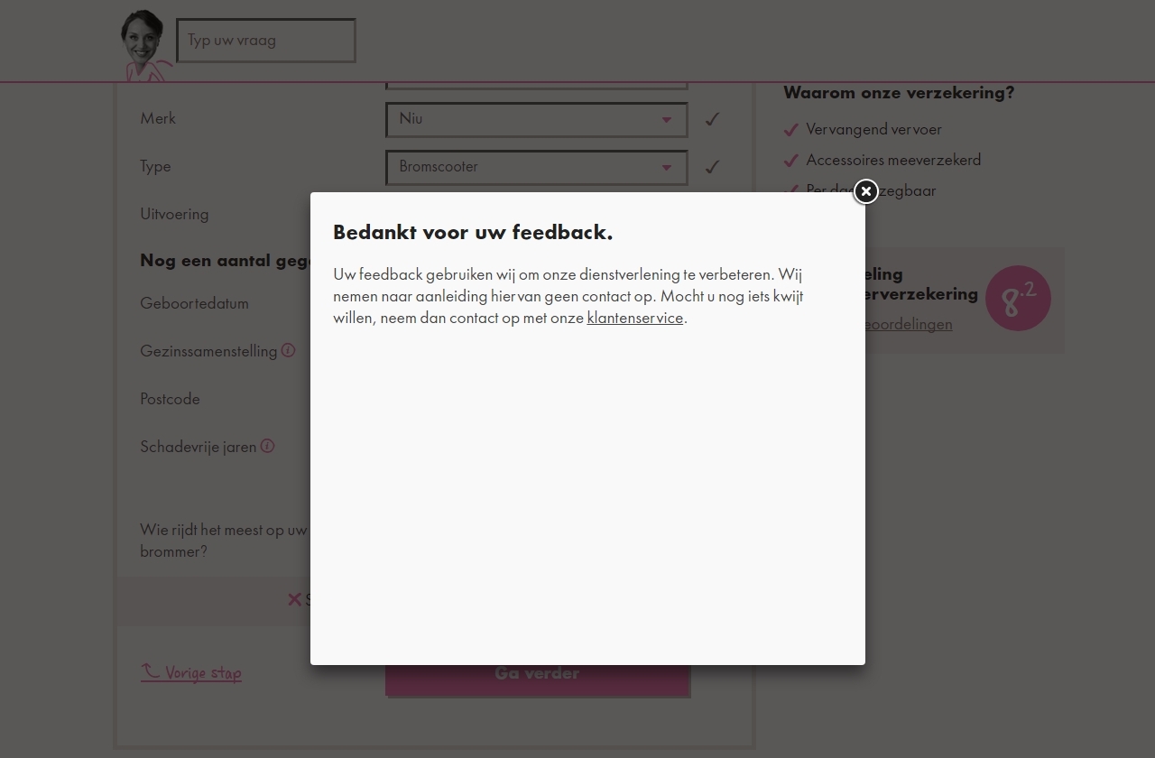 ux sorry dit merk verzekeren we niet geencontact